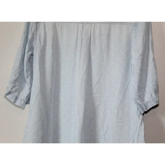 Cloth & Stone Dot Denim Chambray Tunic Top Faded Mini Shirt Dress Size Medium - Picture 13 of 16